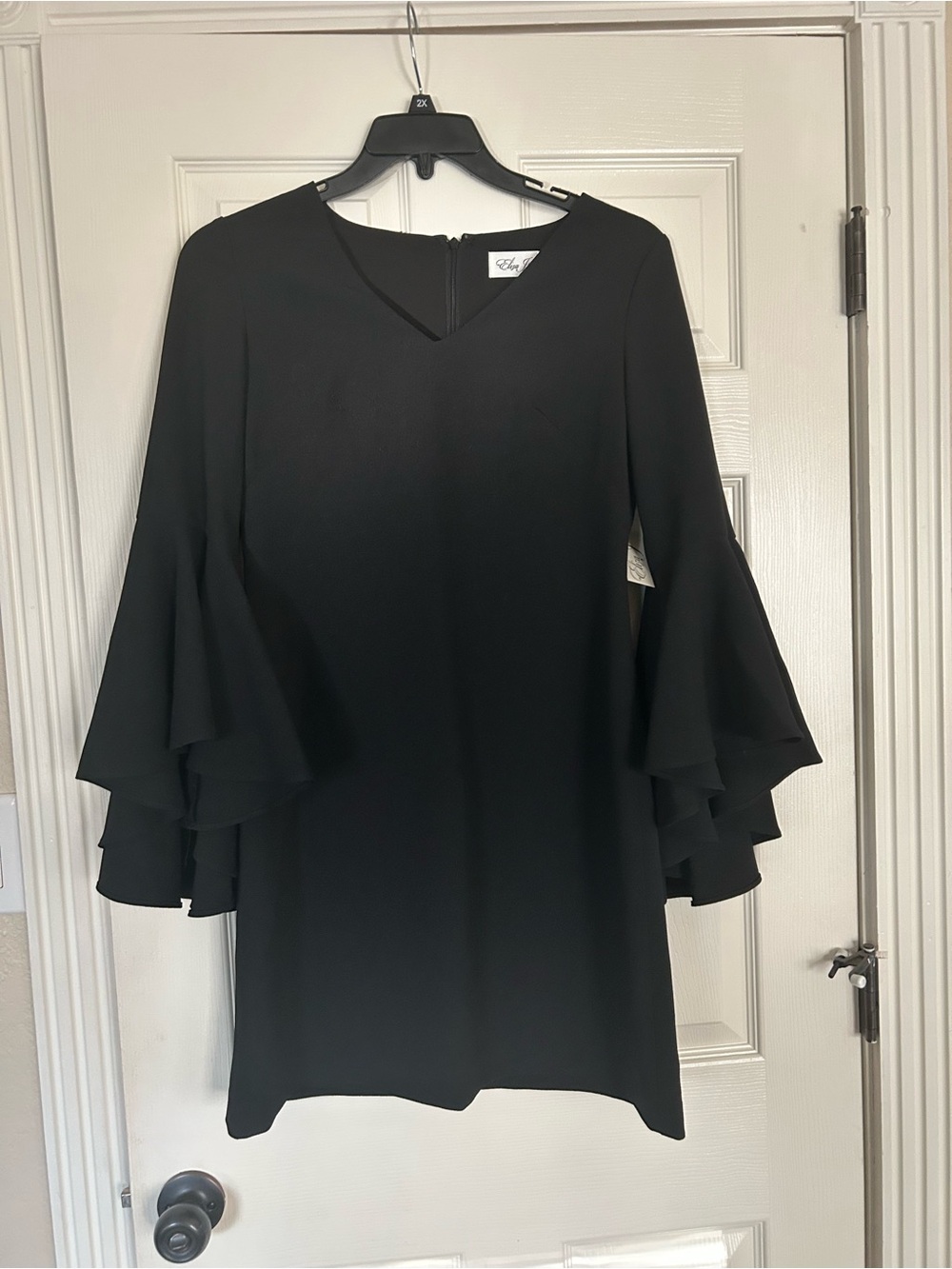 Eliza J Black Tiered Bell-Sleeve Mini Dress